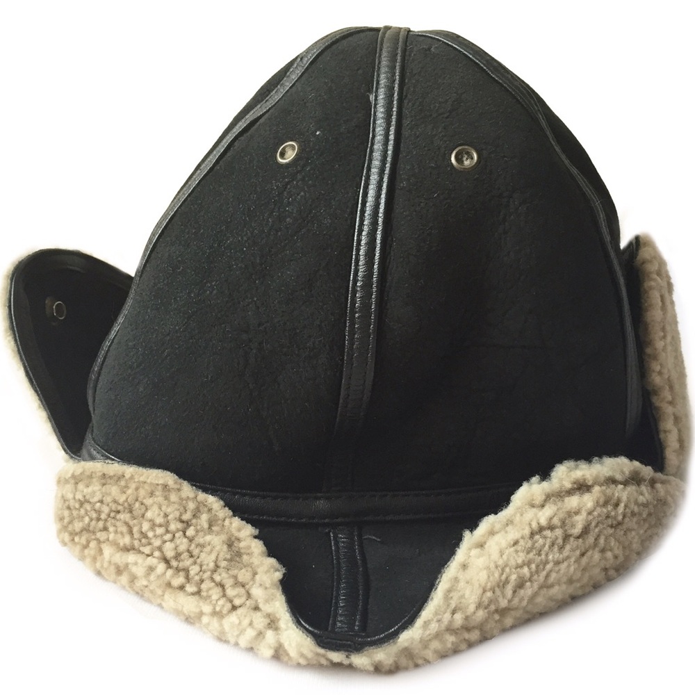 Leather & Fleece-Lined Aviator Winter Hat NWOT